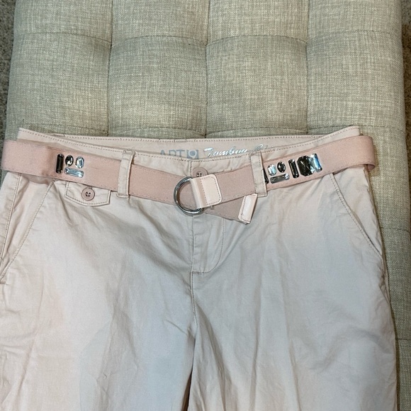 Women’s Apt. 9 Tomboy Chino Pants with Bling Belt - Pale Pink, Size 12, EUC - Picture 6 of 8